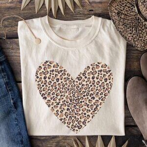 Leopard Heart Shirt, Valentine Heart T-Shirt, Cute Valentine Day Shirt
